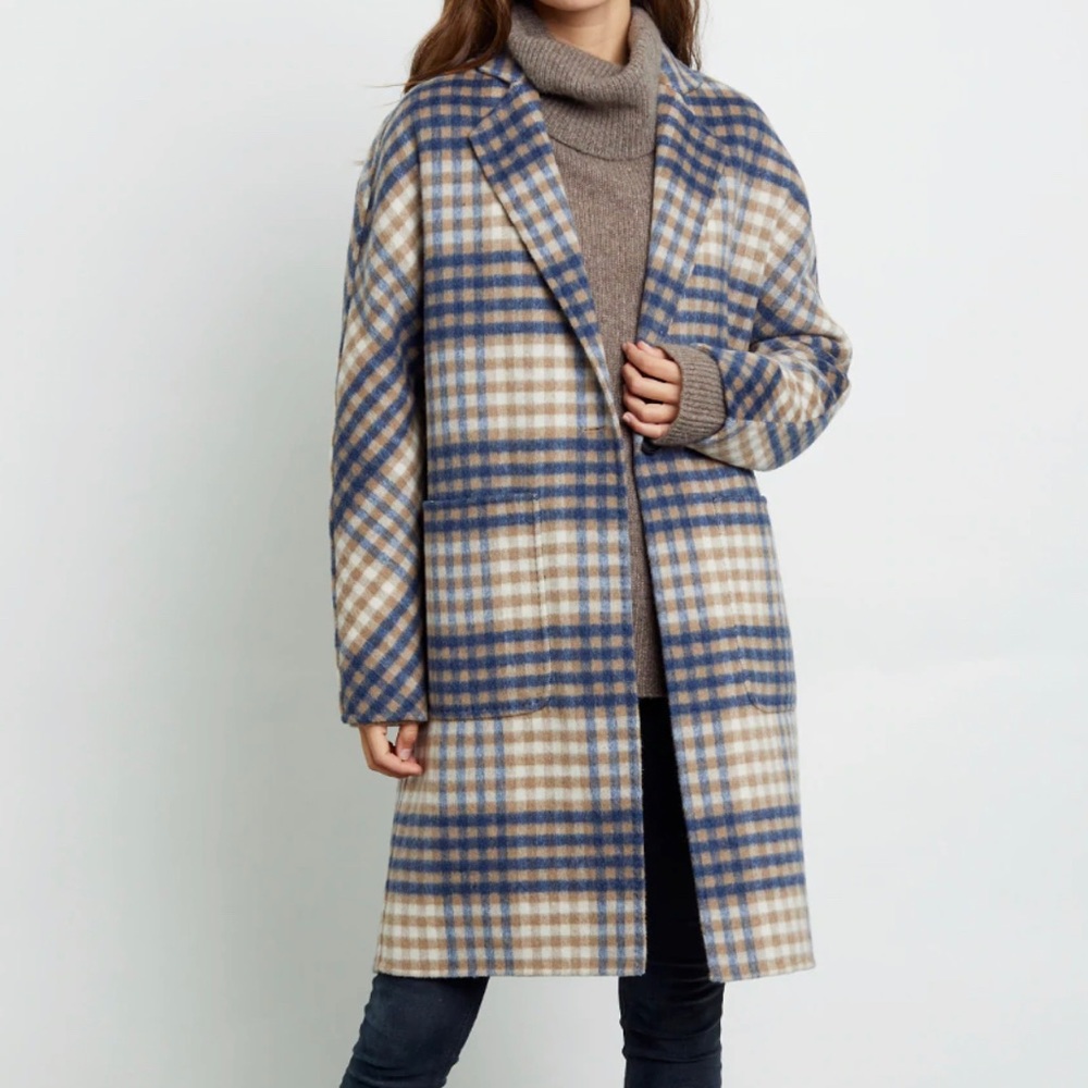 Rails Everest Beige-Blue Plaid Coat NWT